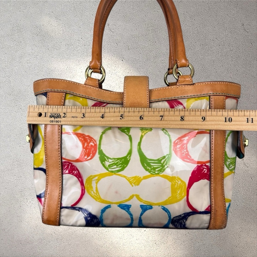 Coach Medium Shoulder Tote Multi Color Y2K Signature Logo Leather Trim C053-2152 - Picture 8 of 8